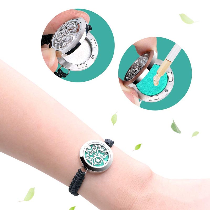 ttstar Essential Oil Diffuser Bracelet Set - Stainless Steel Aromatherapy Locket with Adjustable Band, Includes 12pcs Refill Pads Gift for Women - Image 5